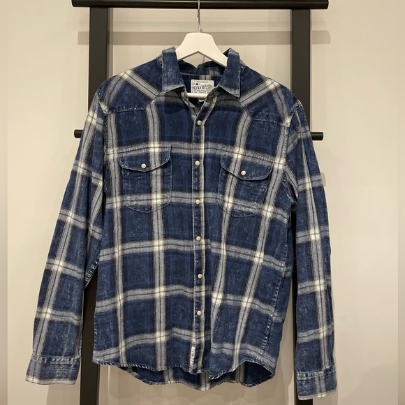 Plaid Blue & White Long-sleeve Button Down - Picture 3 of 8